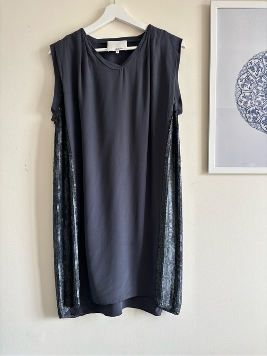3.1 Phillip Lim Dresses & Skirts - 3.1 Phillip Lim Dress Sequin Panel Silk Sz M Gunmetal Grey Cocktail